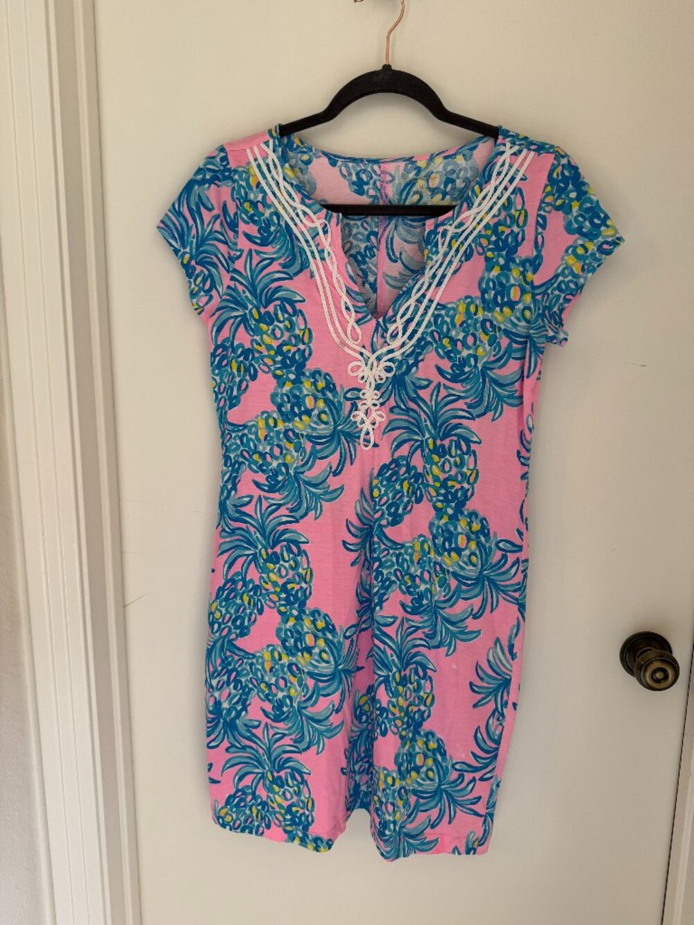 Lilly Pulitzer Brewster Dress Pelican Pink Beat the Heat Pineapple Print, size M